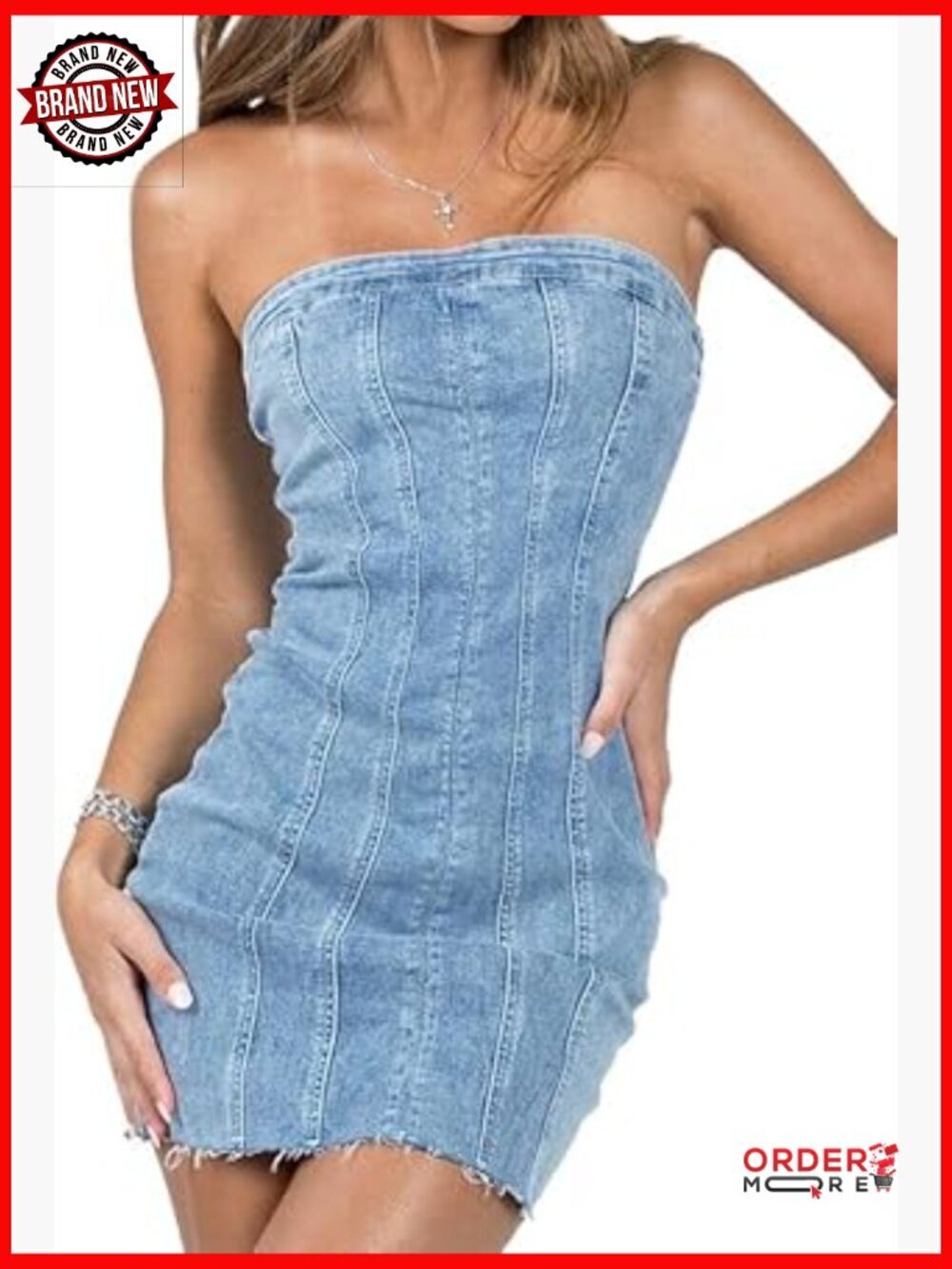 Y2K Strapless Denim Mini Dress Bodycon Corset Backless Tube Dress Clubwear